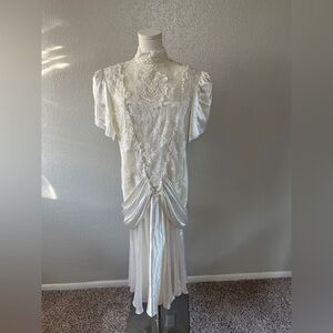 Patra Ivory Satin and Lace Gown Vintage Swing Dress
